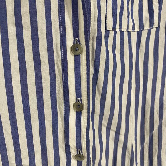 Pilcro and the Letterpress Blue White Striped Button Up Tie Back Blouse Size 6 - Picture 2 of 10